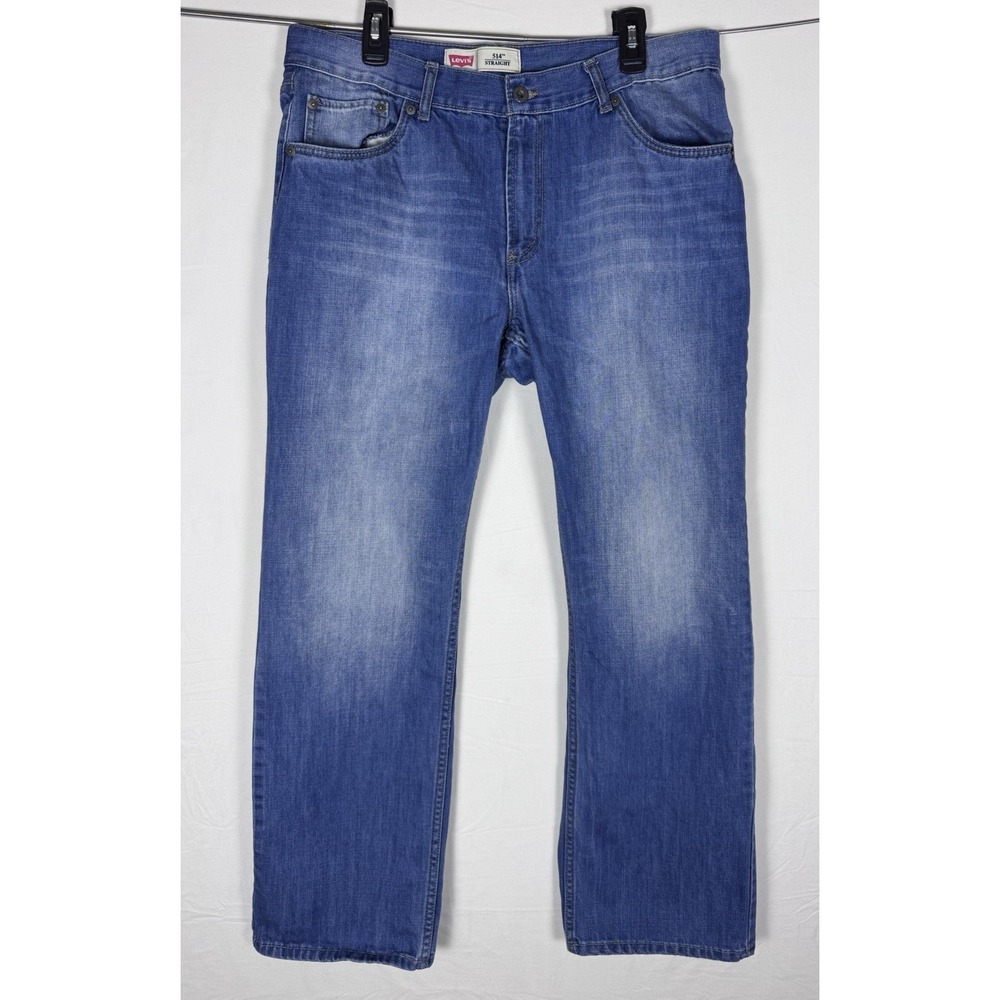 Levi's 514 Straight Jeans Mens 36x29 Medium Wash Blue Denim Classic Distressed